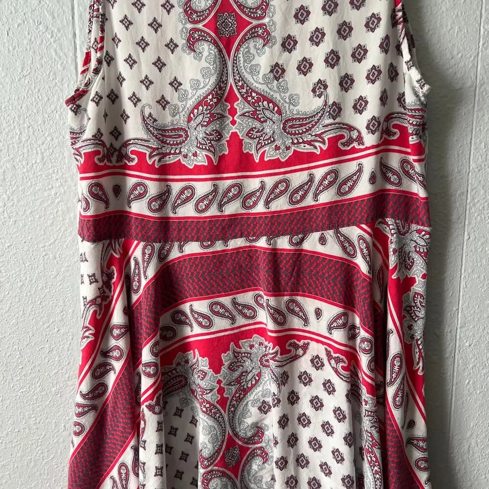 Umgee Womens Tank Dress Large Handkerchief Hem Paisley Floral Cottagecore Boho - Picture 9 of 14